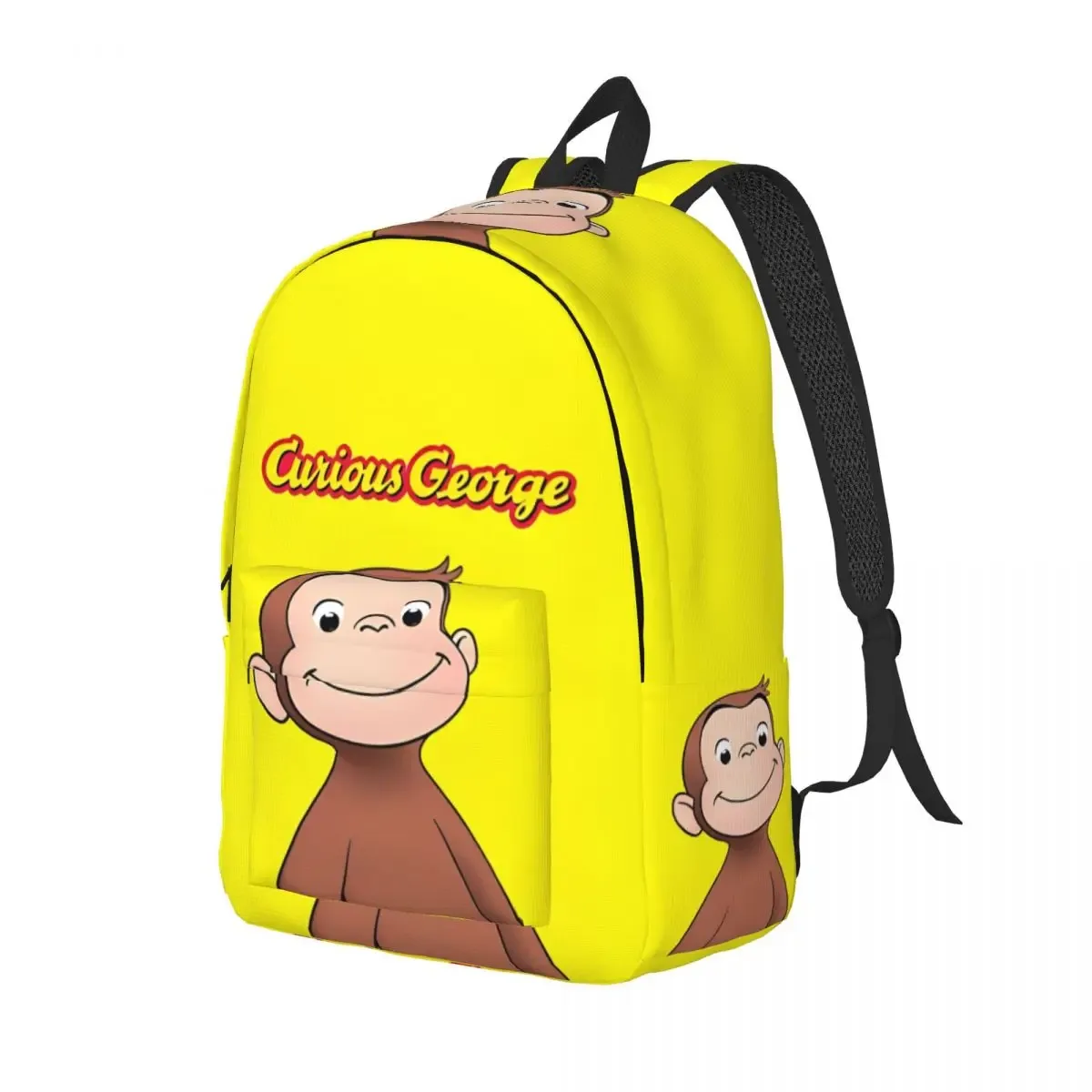 sac dos toile imprimé curious george kaki gris vert doré marron bleu beige noir voyage lycée randonnée