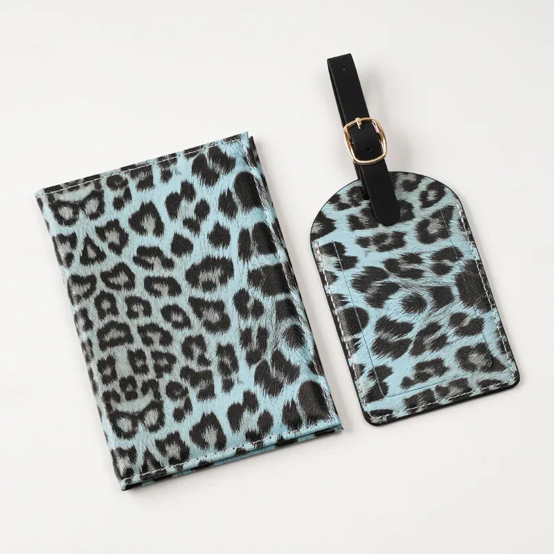 porte-passeport en cuir pu imprimé léopard, étui de protection pour passeport, étiquettes de bagages de voyage, accessoires de voyage pour femmes et hommes