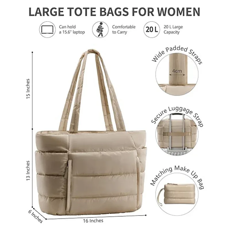 sac fourre-tout matelassé tendance pour femmes, sac à main multi-compartiments avec fermeture éclair, style urbain, usage quotidien, sacs pour voyages courts pour femmes