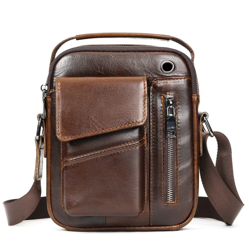 nouveau sac à bandoulière en cuir de vache pour hommes décontracté grande capacité sac à bandoulière pour hommes
