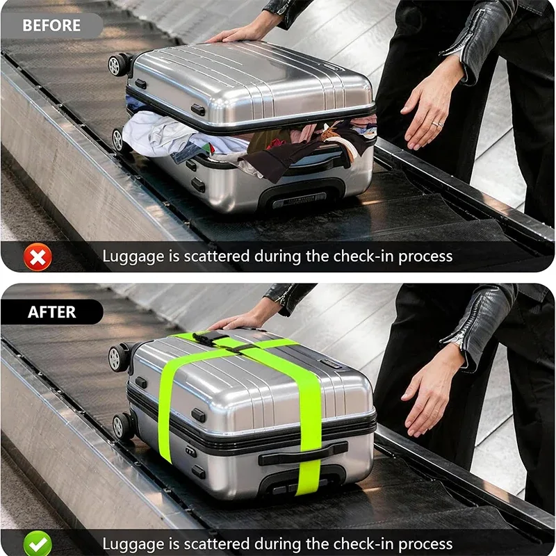 nouveau sangles de bagage droites pour valise, ceinture de bagage avec boucle de déverrouillage réglable, accessoire de voyage facilement identifiable