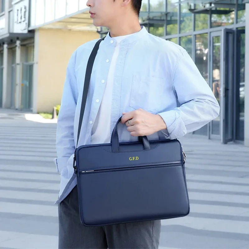 sac à ordinateur portable simple pour homme d'affaires, sac à main de luxe en cuir pu grande capacité pour femme, sac bandoulière personnalisable avec initiales diy