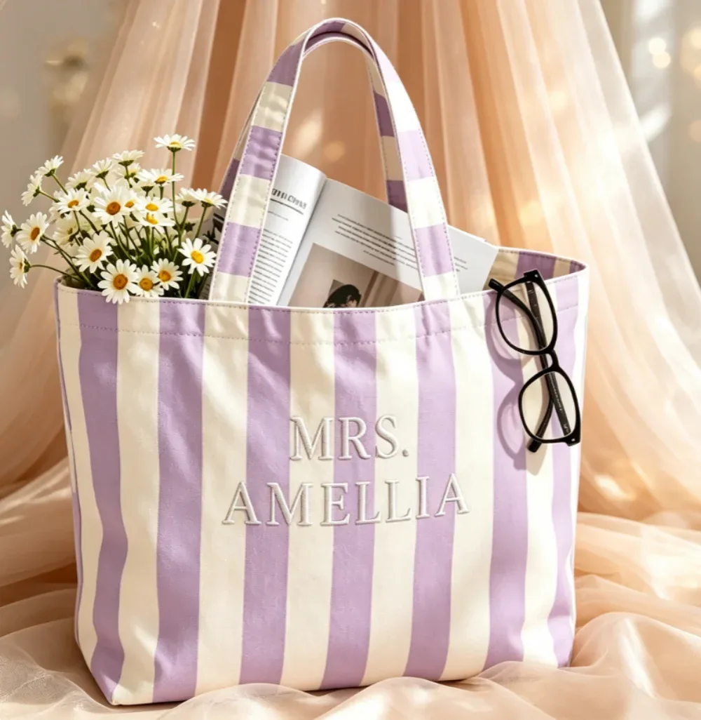 sac de plage en tricot personnalisé avec nom brodé, sacs de plage personnalisés, sac de voyage, cadeau pour elle, cadeaux pour demoiselles d'honneur