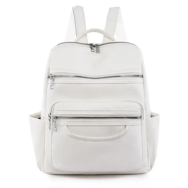 sac à dos classique en cuir véritable pour femmes, sac à dos en peau de mouton, sac de voyage de luxe, sac d'école à la mode pour filles, 2024