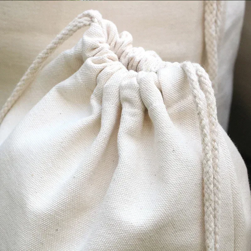 sac de rangement en toile de coton de grande taille, sacs de rangement pour vêtements, couette et jouets, ficelle de proximité pour la maison, 48x60cm, 65x75cm, 75x120cm