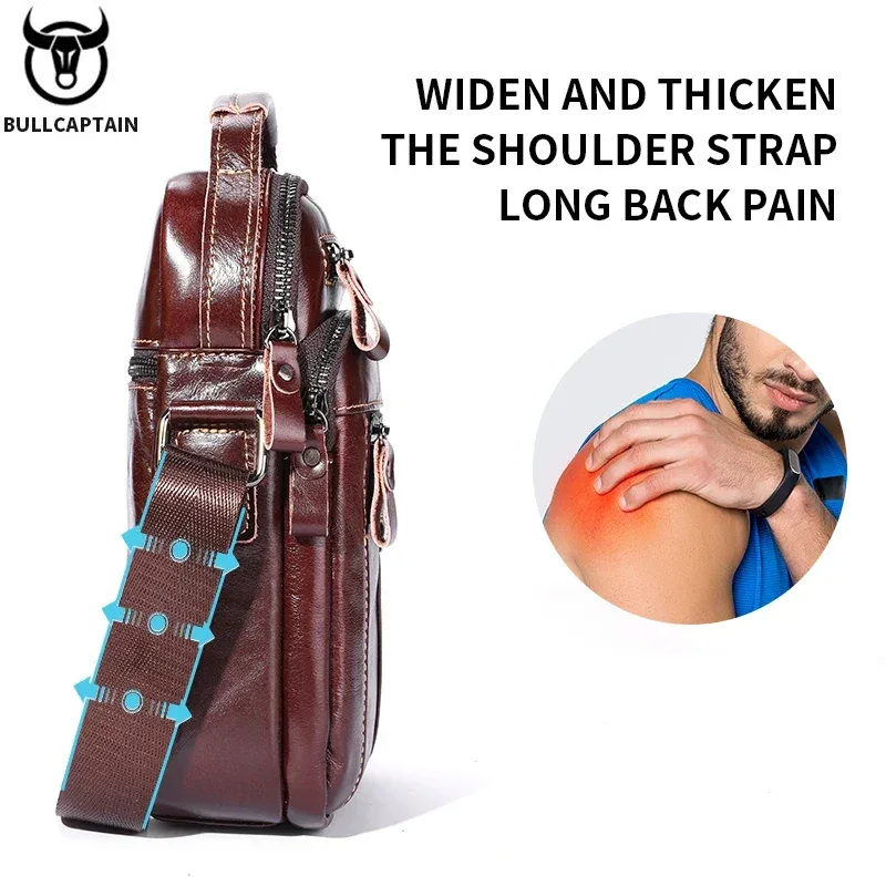 bullcaptain – sac à bandoulière en cuir véritable pour hommes, sac d'affaires pour tablette de 7.9 pouces, sac enveloppe portable multifonctionnel