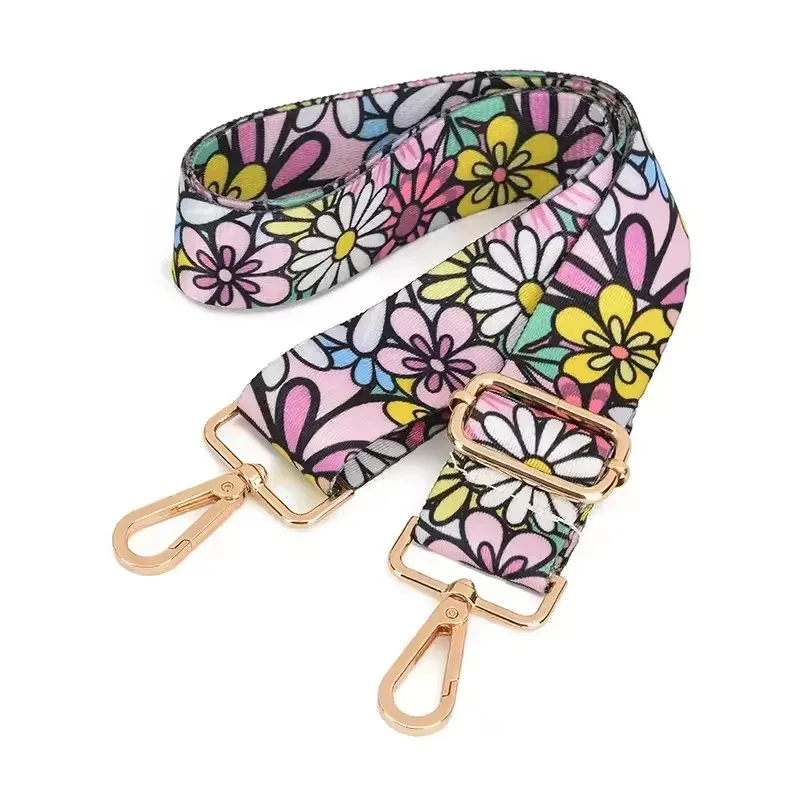 sangle sac nylon multicolore geometrique poignée amovible boucles dorées accessoire voyage femmes épaule adjustabilite