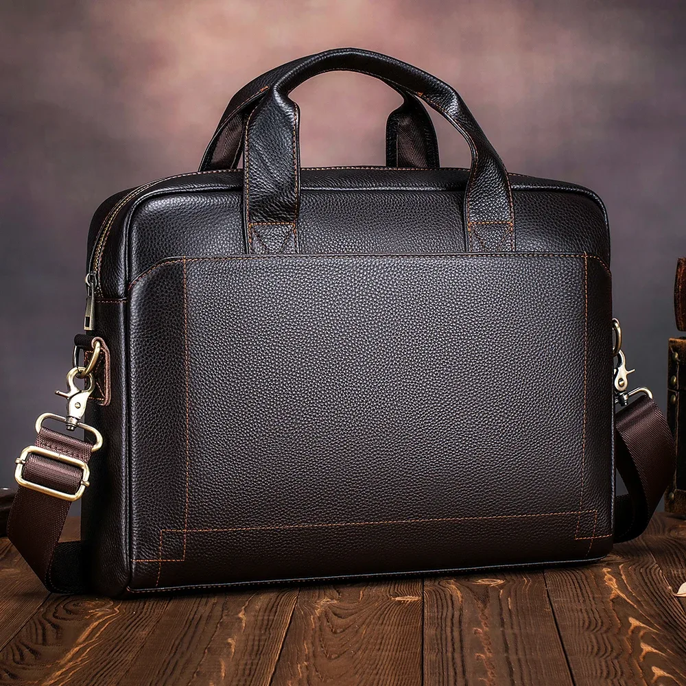 sac à main en cuir pour homme, mallette en cuir de vachette pleine fleur, sac pour ordinateur portable en cuir, sac de bureau à bandoulière.