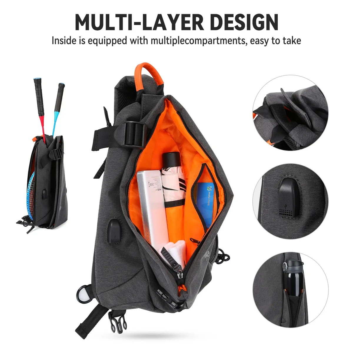 sac à bandoulière antivol pour hommes et femmes, petit sac à dos à une épaule, sac de poitrine, sac à dos à bandoulière pour randonnée, vélo, voyage