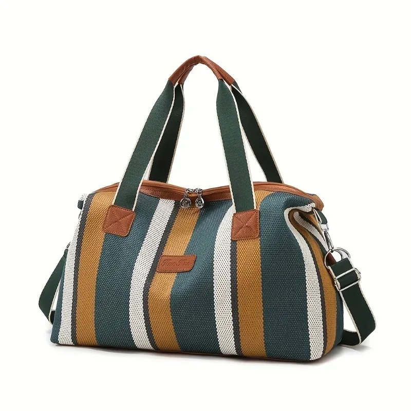 sac fourre-tout grande capacité en toile rayée tendance, sac à main de banlieue, sac de voyage, sac à bandoulière, sac à langer pour maman
