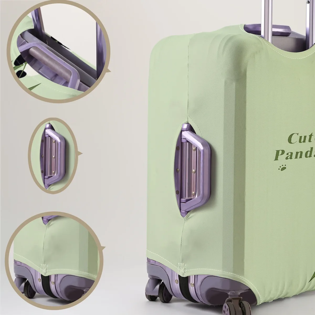 housse de protection pour bagages à motif panda, adaptée aux housses de bagages de 18 à 32 pouces, gants pour poignée de bagage, accessoires de voyage
