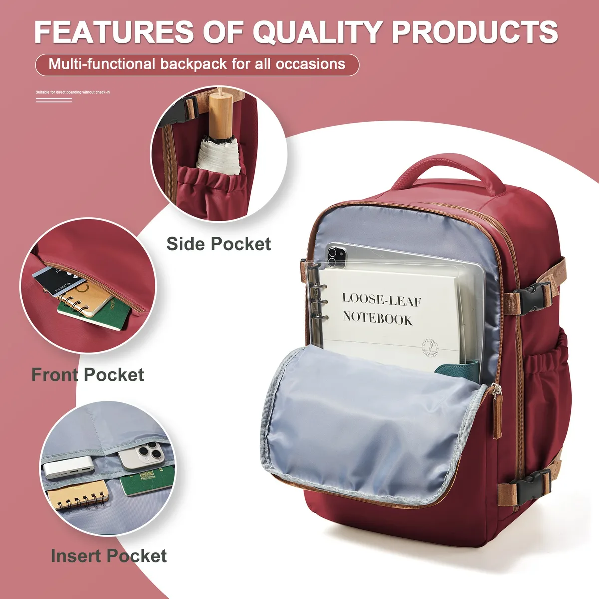 sac à dos de voyage sac de cabine 40x26x18 wizzair sacs à main, avion hommes femmes 15.6 pouces sac à dos pour ordinateur portable, étanche décontracté affaires