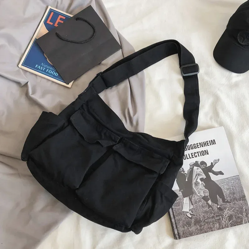 sac à bandoulière en toile pour vêtements de travail, sacoche rétro de grande capacité, nouvelle classe d'étudiant