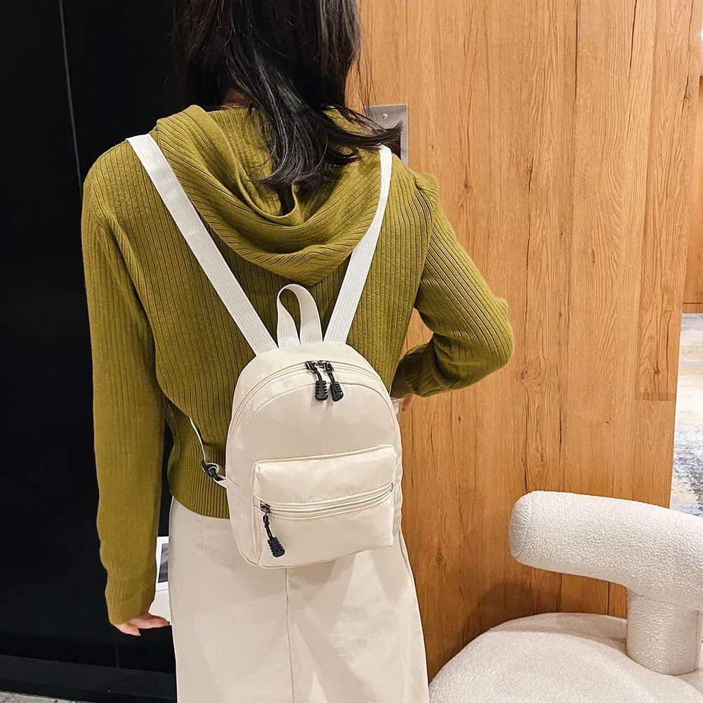sac à dos en nylon solide pour femmes, sac à dos pour documents, style preppy, mini sacs à dos, mode