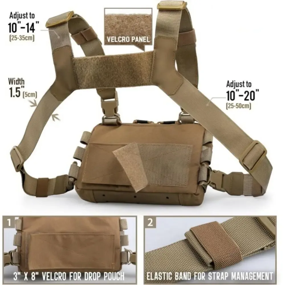 nouveau sac de poitrine en nylon 1000d pour hommes bandes réfléchissantes edc hip-hop streetwear sac à dos plusieurs poches sac de plate-forme de poitrine en nylon randonnée