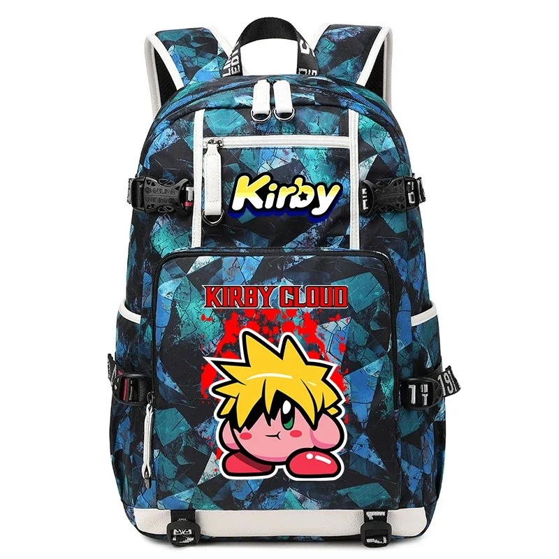 sac à dos d'étudiant imprimé dessin animé kirby, sac d'école de voyage de grande capacité pour enfants et adolescents