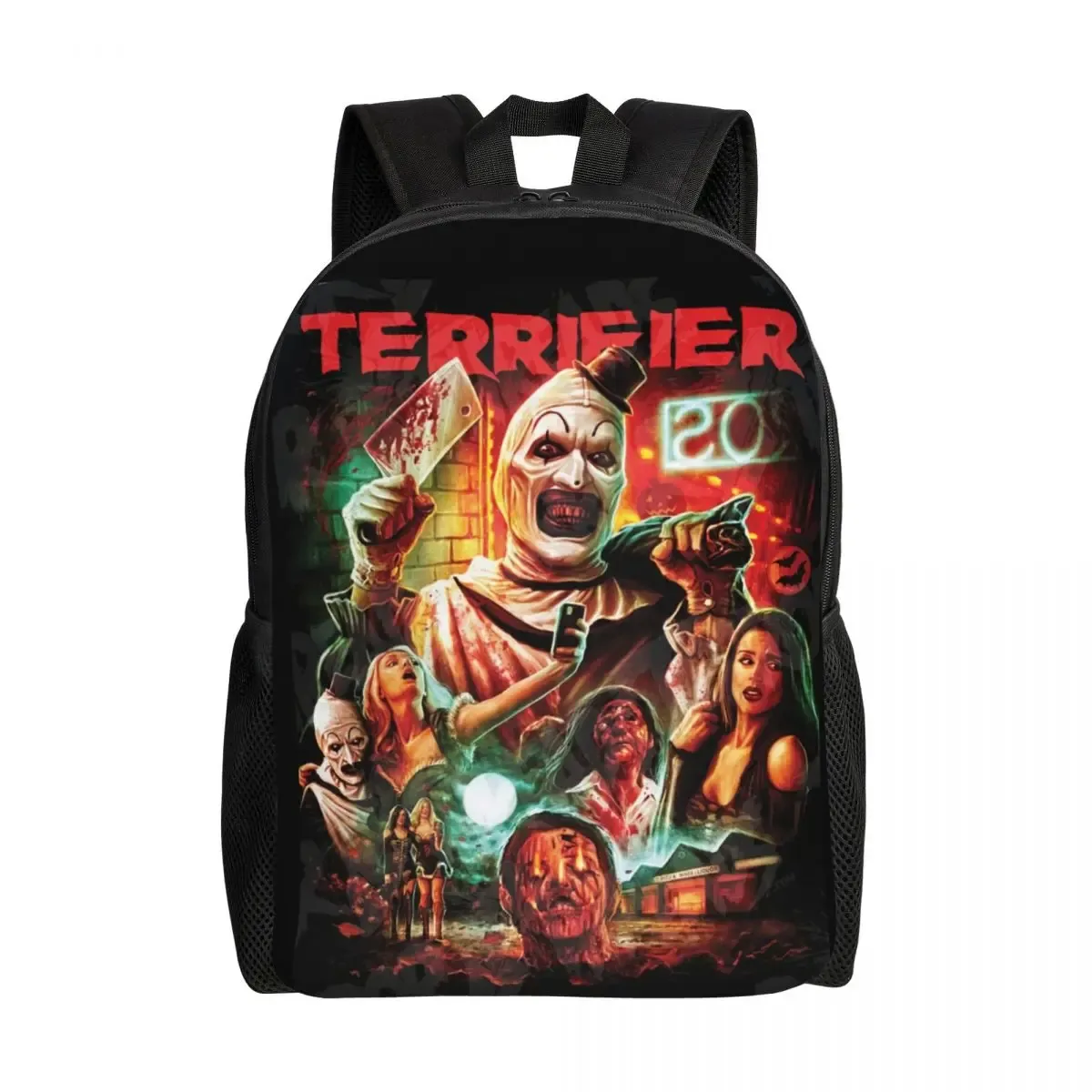 sac à dos de voyage personnalisé terrifier movie pour hommes et femmes, cartable d'ordinateur scolaire, sac à dos d'étudiant, sacs d'horreur, halloween, clown, collège
