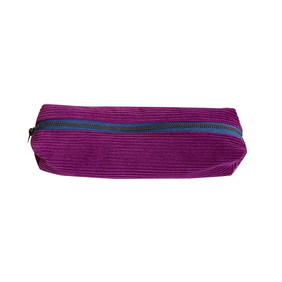 pochette de rangement en velours côtelé grande capacité, design minimaliste, trousse de maquillage portable, étui multifonctionnel pour papeterie et crayons, trousse de toilette de voyage