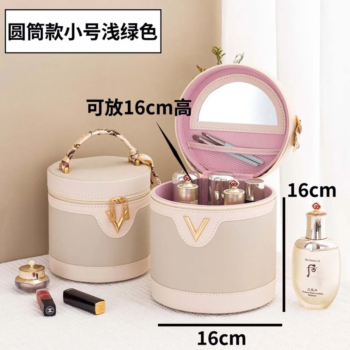 sac seau à motif litchi, trousse de maquillage grande capacité avec poignée, sac de maquillage multifonctionnel, imperméable, portable, vente en gros