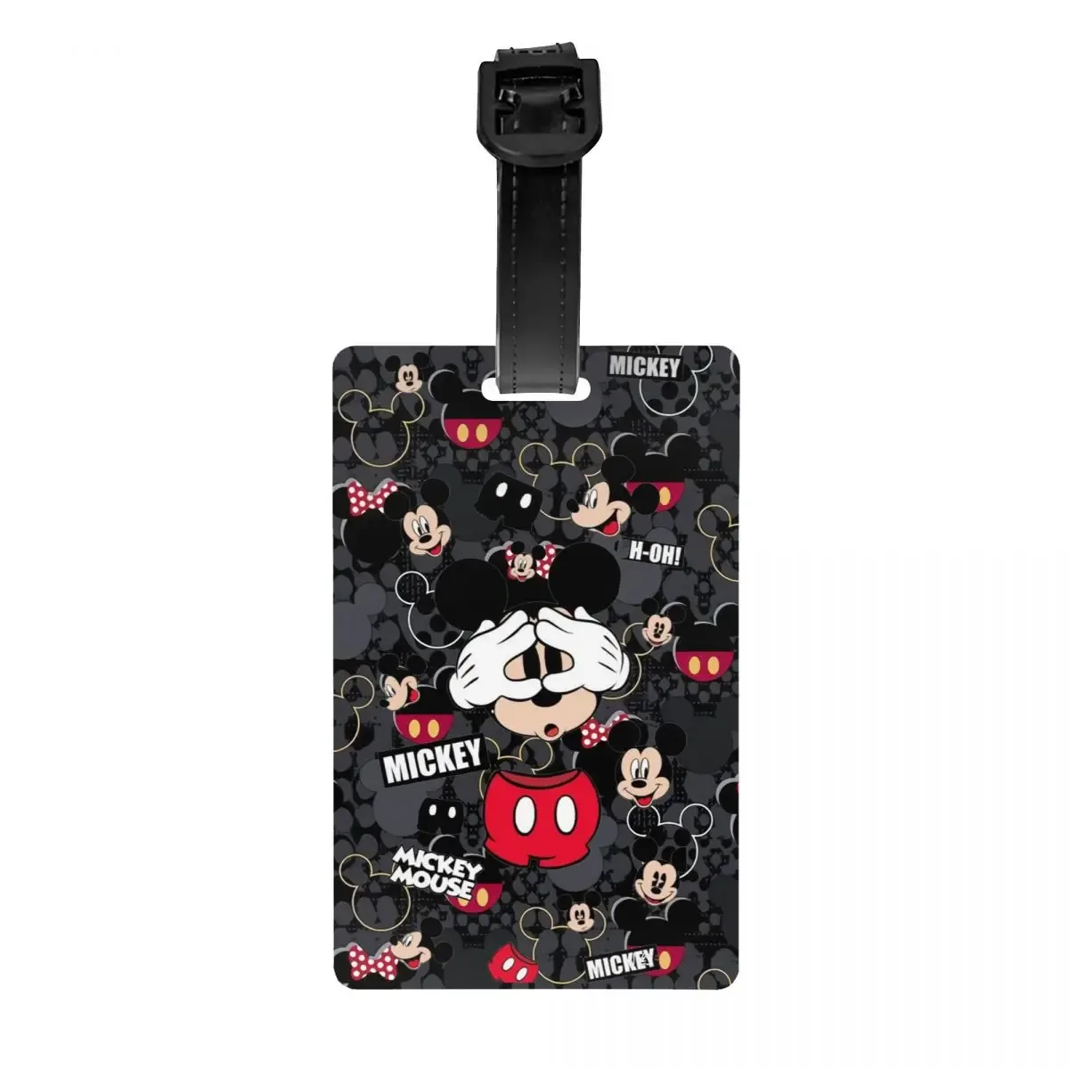 étiquette de bagage personnalisée m-mouse pour valises, étiquettes de bagage mignonnes de dessins animés, étiquette d'identification avec couverture de confidentialité