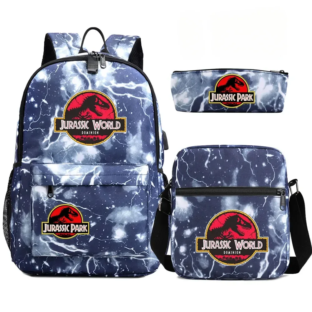 sac à dos de voyage avec serrure antivol usb pour garçon et fille, cartable pour livre d'école pour enfants, sac à stylo, 3 pièces