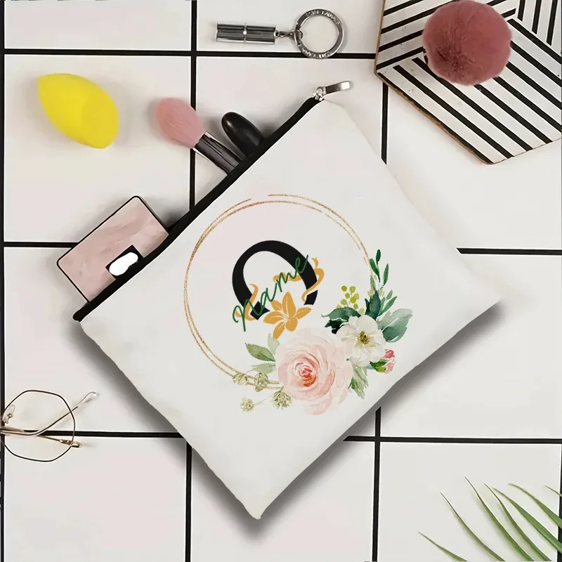 pochette à cosmétiques personnalisable avec nom, pochette à cosmétiques pour fête, pochette à cosmétiques de voyage, sac de maquillage pour mariage, organisateur avec doublure intérieure en toile pour femme