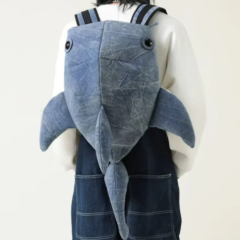 y2k – sac à dos drôle en forme de requin baleine, sac de voyage durable de grande capacité pour femmes et hommes, mignon sac à dos de dessin animé en plein air, cartable d'étudiant