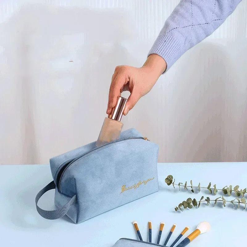 mode femmes sac cosmétique voyage serviette hygiénique maquillage articles de toilette lavage organisateur sac de rangement velours nécessaire maquillage pochette