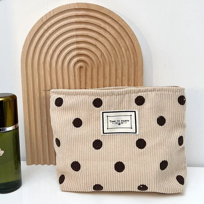 sac à cosmétiques brodé en velours côtelé, pochette, grands sacs de rangement de maquillage, pochette à cosmétiques coréenne pour femmes, trousse de toilette mignonne et de beauté