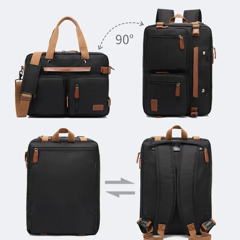 sac à dos personnalisé pour hommes, logo en nylon imperméable à trois usages, sac pour ordinateur portable 15.6/17.3 pouces