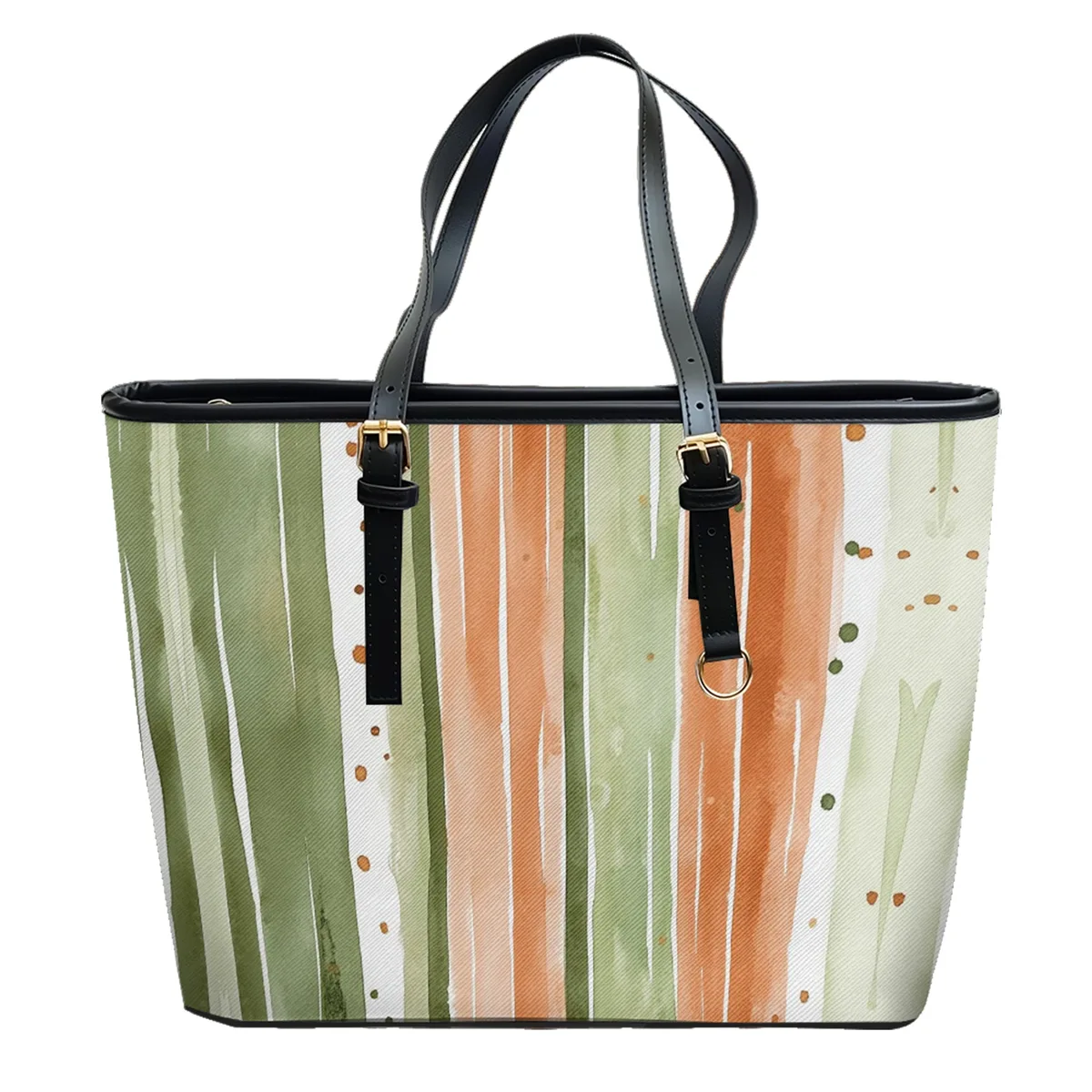 sac à bandoulière en cuir pvc oxford imprimé à rayures aquarelle, fourre-tout léger à fermeture éclair, usage quotidien, sac à main convertible pour le travail et le week-end