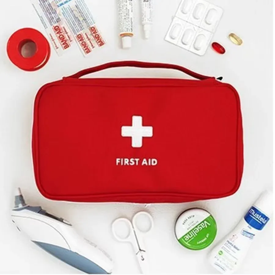 trousse de premiers secours en tissu oxford, portable, pour voyage, trousse d'urgence, sac de transport, sac médical d'extérieur, étui de rangement, rouge