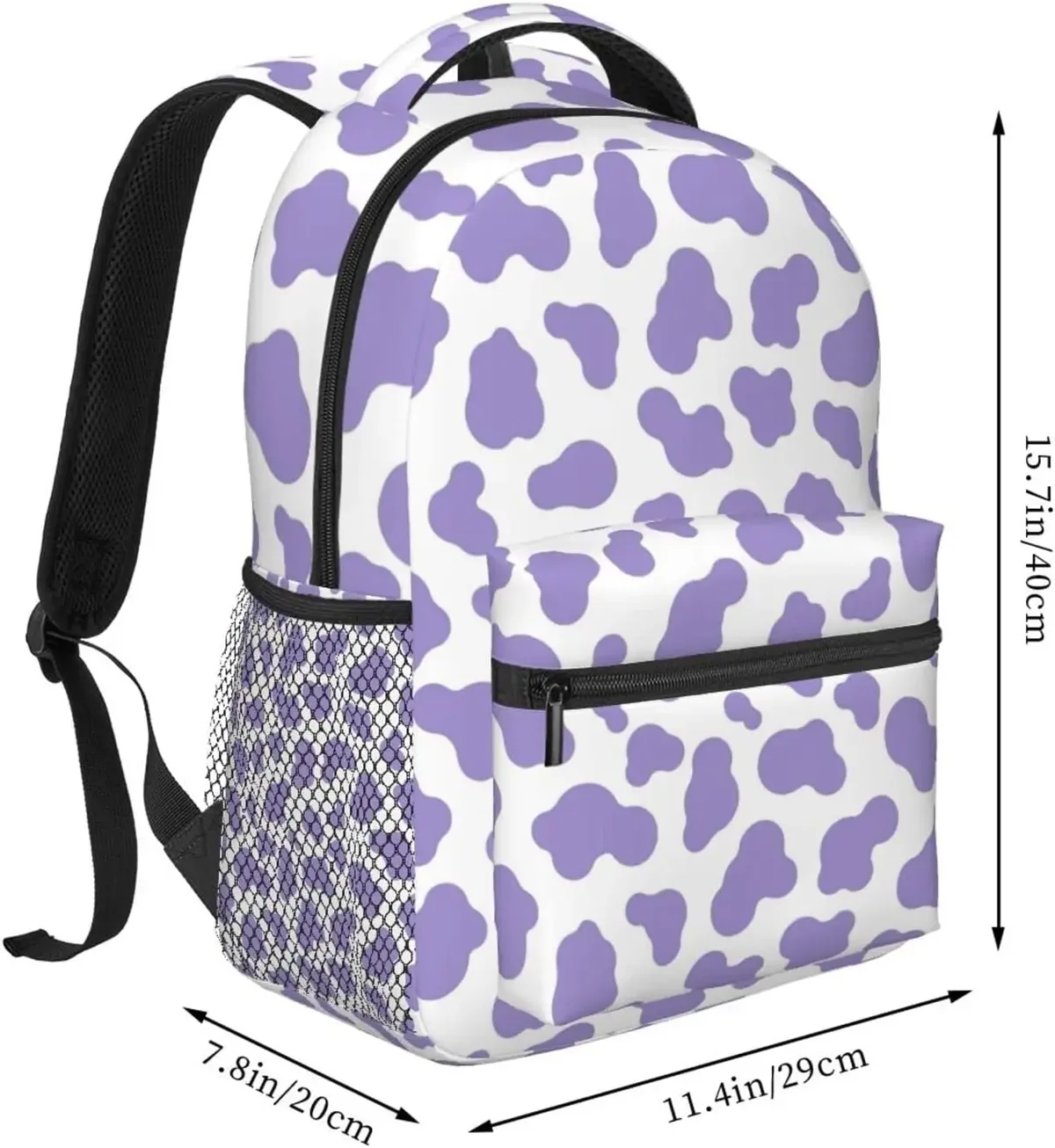 sac à dos imprimé vache violette, sacs pour ordinateur portable de grande capacité, sac de voyage de travail, accessoires college vache violette