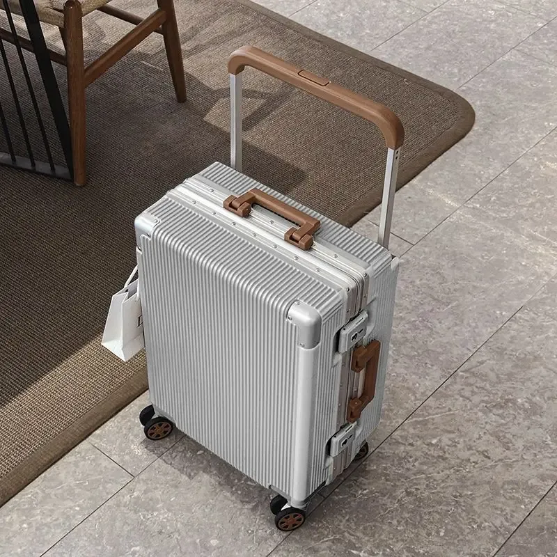 nouvelle valise trolley large grande capacité 20/24/26 pouces avec cadre en aluminium abs+pc, bagage cabine à roulettes
