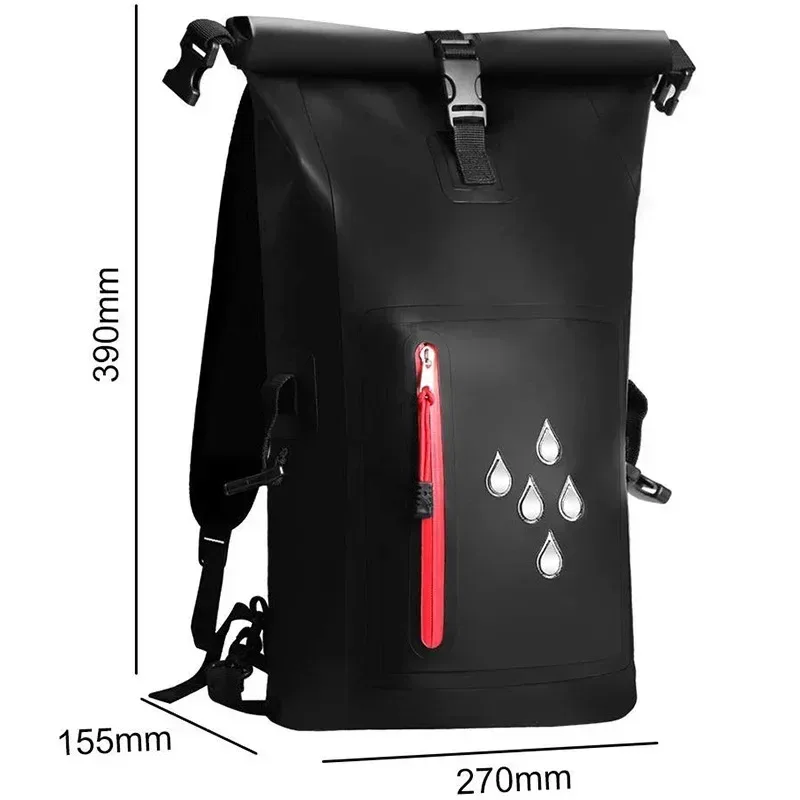 sac à dos étanche avec fermeture à roulettes robuste, sac de natation avec poche frontale à fermeture éclair pour kayak, camping, pêche, voyage mochila