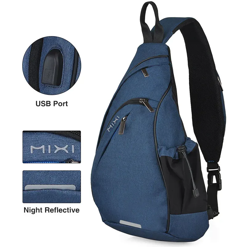 mixi – sac à dos à une épaule pour hommes et femmes, sac à bandoulière usb pour garçons, cyclisme, sport, voyage, sac à la mode polyvalent pour étudiants