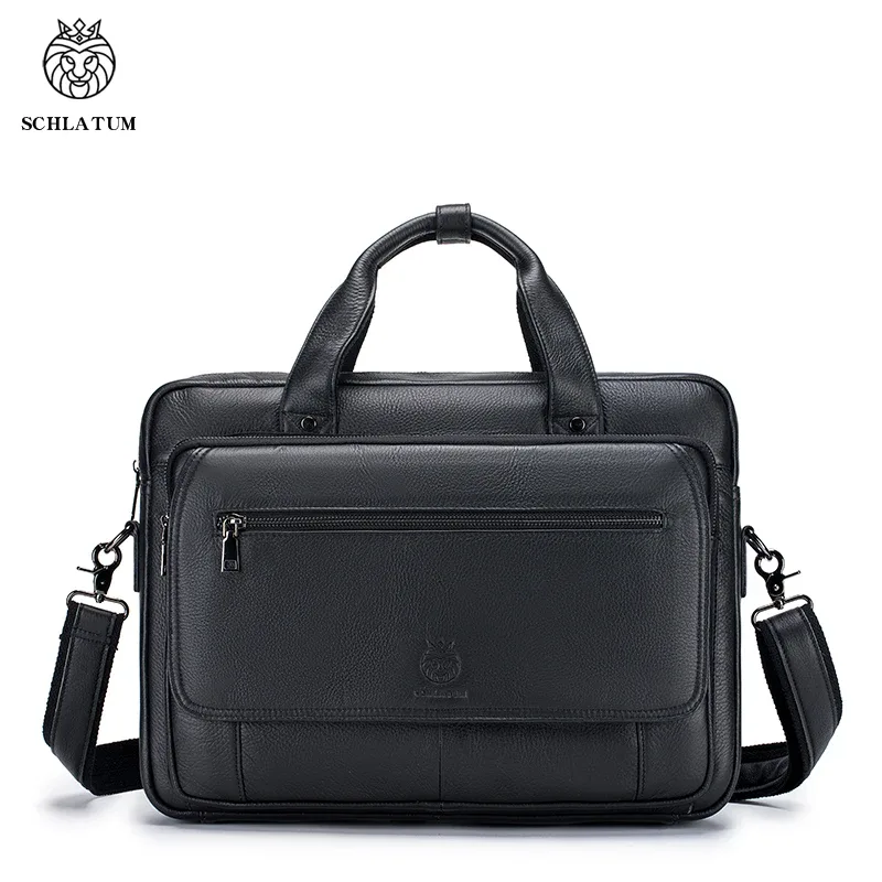 schlatum porte-documents en cuir véritable dur pour hommes 16 pouces bureau affaires ordinateur sac de luxe vintage sacs à main