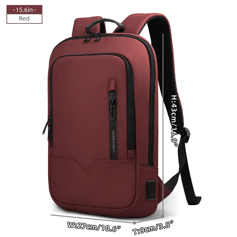 heroic knight mince homme travail sac à dos multifonctionnel mode 15.6 pouces sac à dos pour ordinateur portable décontracté étanche voyage d'affaires sac à dos