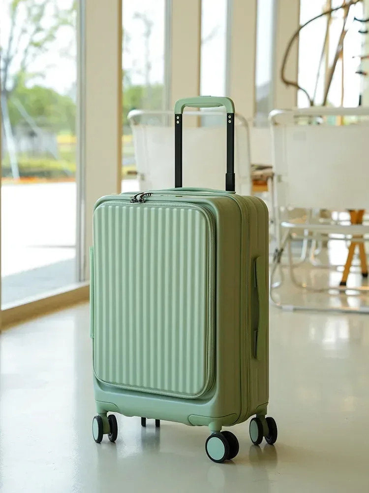 valise de voyage légère à roulettes, coque rigide en pc de 20 pouces à ouverture frontale, valise de cabine multifonctionnelle extensible, 2025