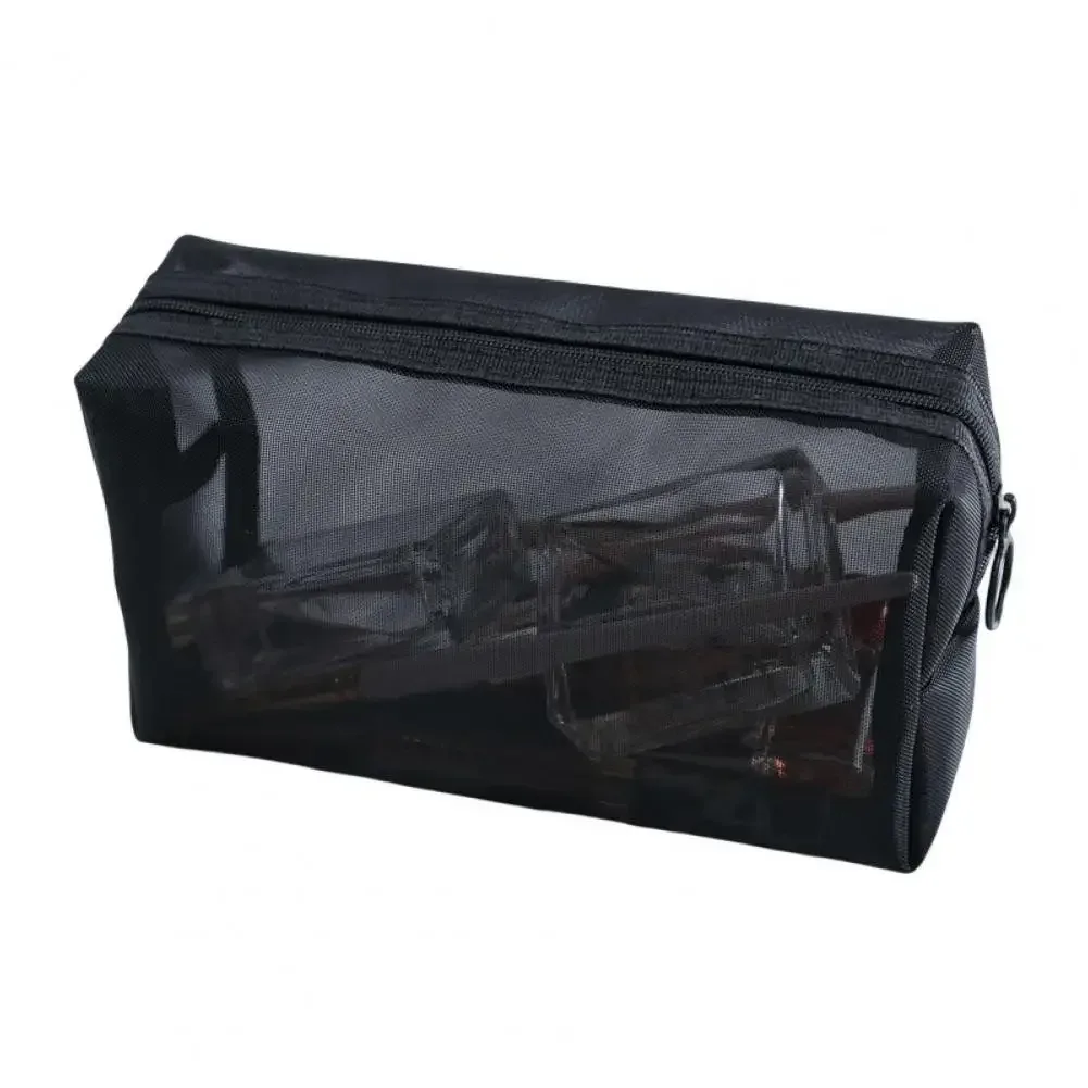 trousse à cosmétiques transparente, lavable, pliable, trousse de toilette, respirante, grande capacité, rangement, maille, voyage, fermeture éclair, trousse de maquillage pour voyage