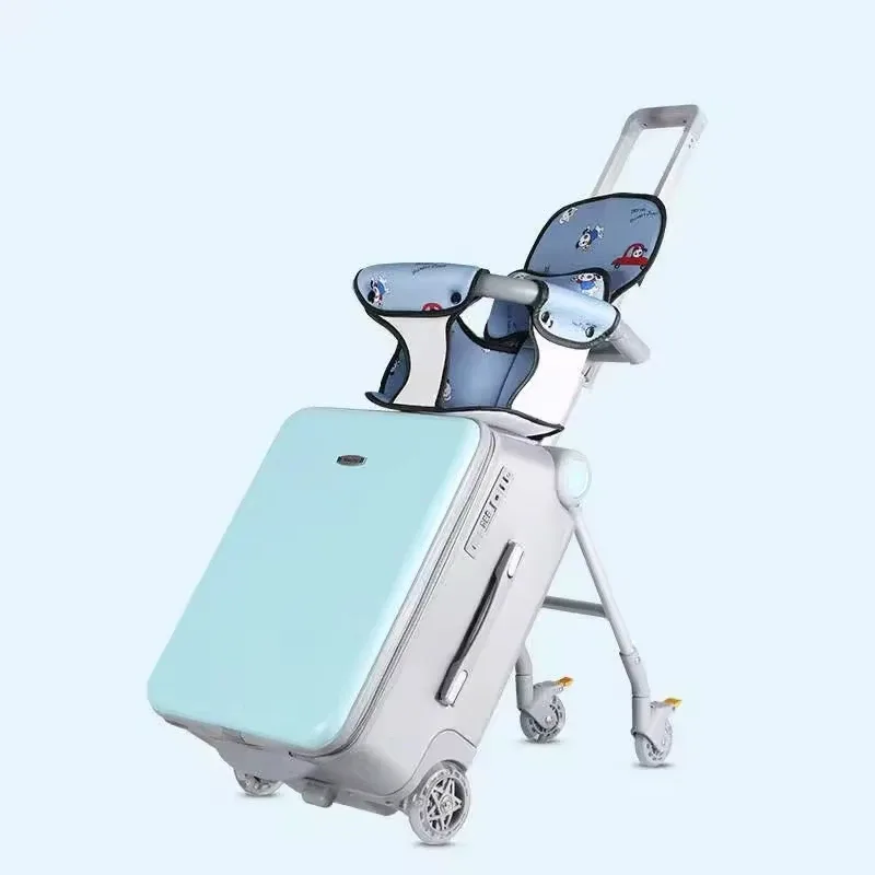valise avec siège pour enfant, poussette de voyage 2 en 1, bagage à roulettes multifonctionnel, valise à roulettes de 20 pouces pour enfant