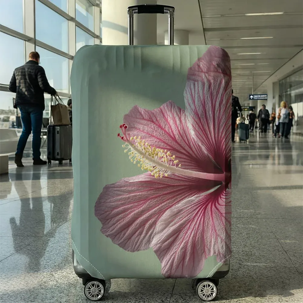 housse de bagage à imprimé fleur d'hibiscus, adaptée aux bagages de 18 à 32 pouces, manchon pour poignée de bagage, accessoires de voyage