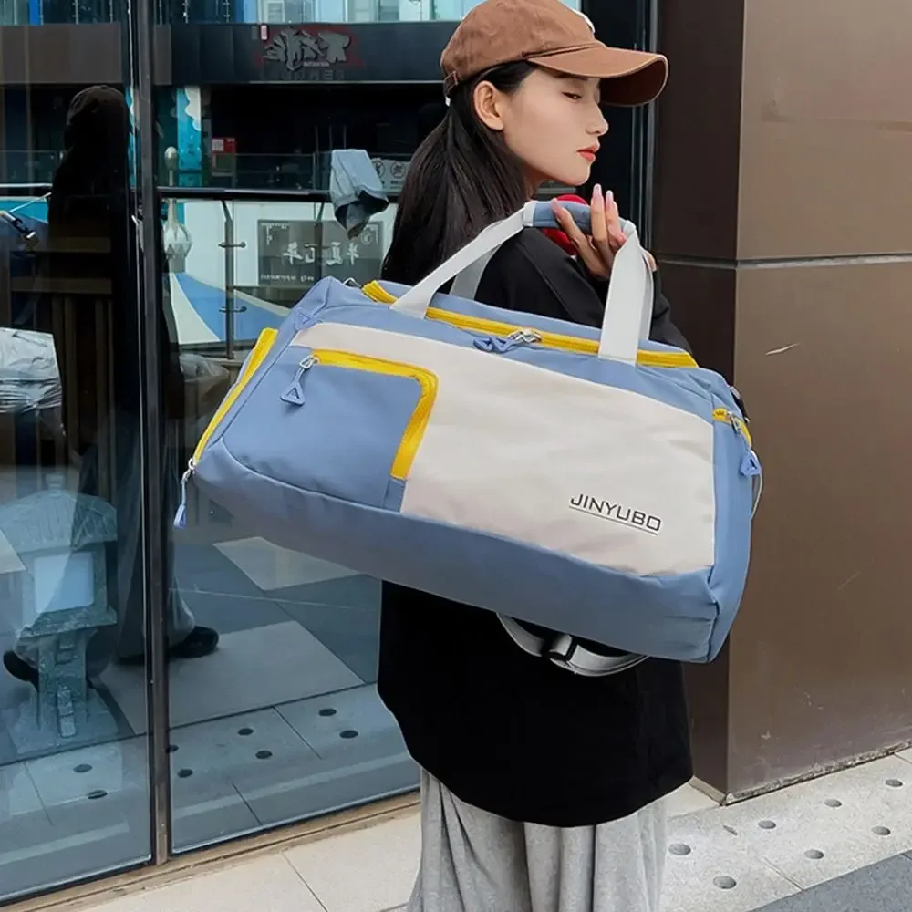 Sac de voyage Oxford robuste en nylon pour courtes distances, sac de sport multi-couches de couleur unie, grande capacité, sac à main de fitness