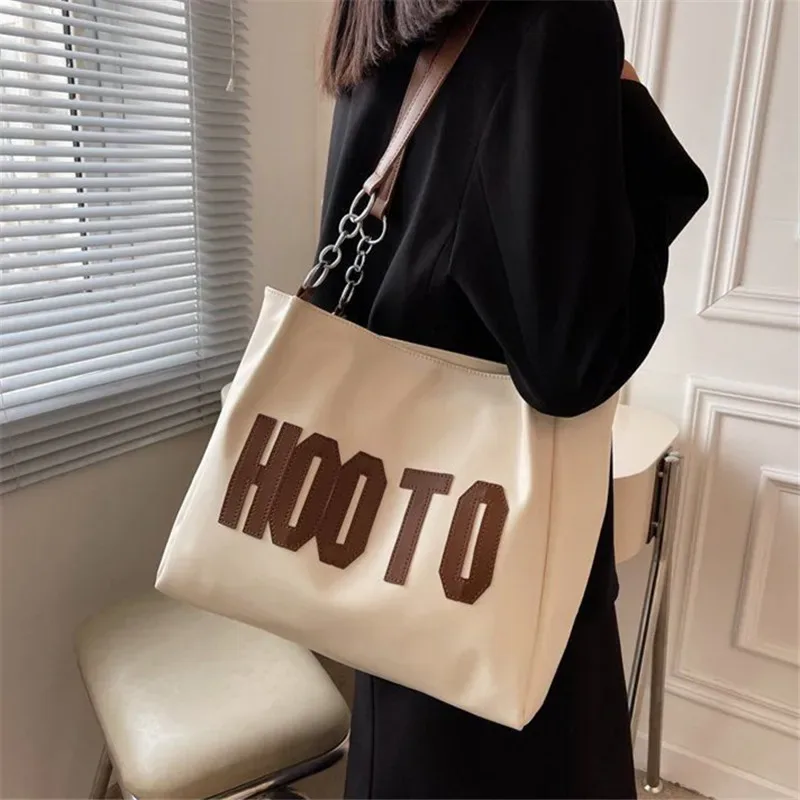 sac à bandoulière de couleur unie, sac fourre-tout avec lettres tendance, sac à main de campus en toile pour femmes, bureau, collège, travail, sacs à main de voyage bolsa