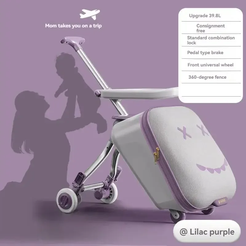 valise à roulettes de voyage pour enfants montable sur avion avec roulettes, bagages, promenade et marche, valise pour bébé, poussette pliante