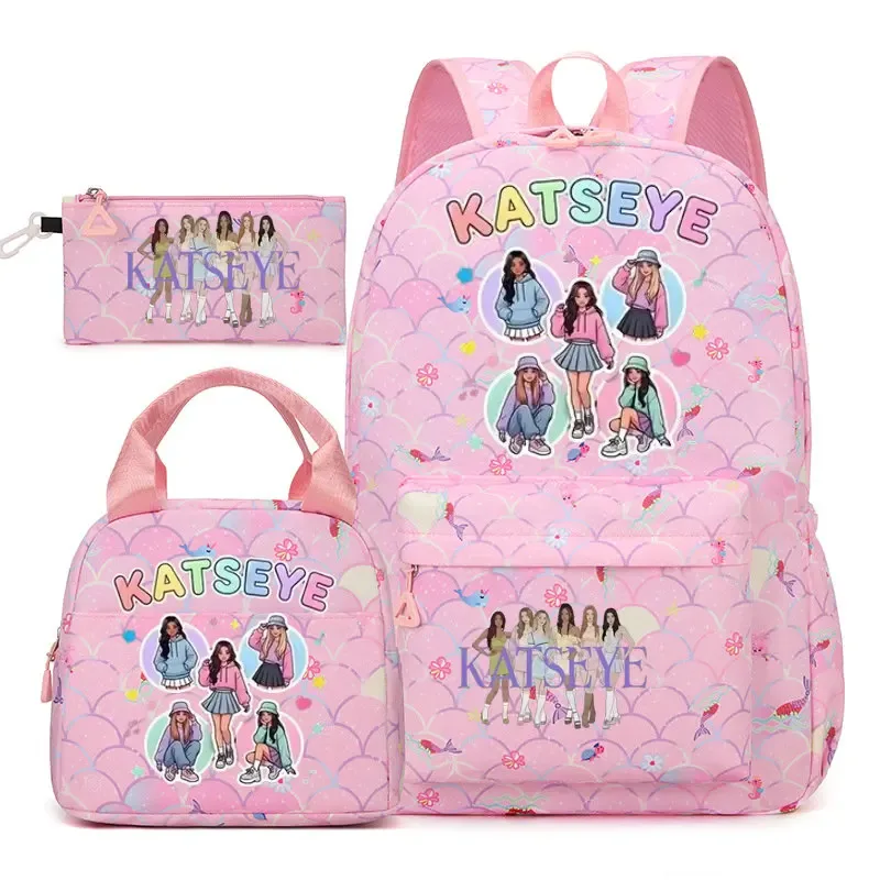 sac dos polyester motifs groupe filles poignée supérieure glissière capacité 20 35 litres unisexe couleurs rose clair violet bleu clair