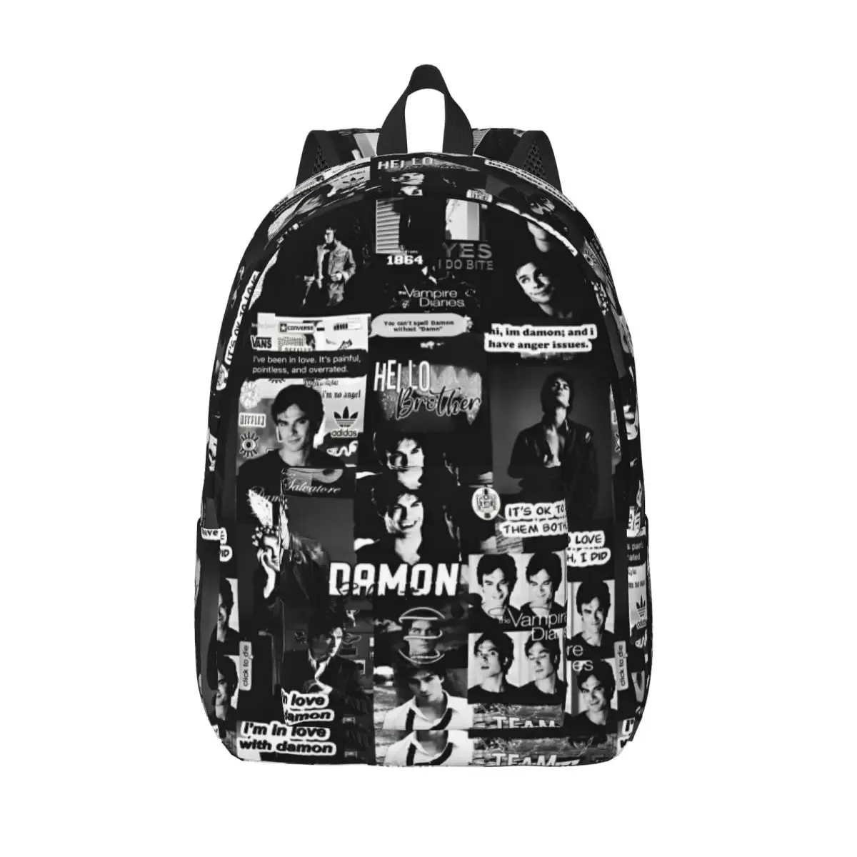 sac à dos en toile the vampire diaries pour hommes et femmes, sac à dos décontracté, série télévisée, extérieur, lycée, affaires, collège, damon salvatore