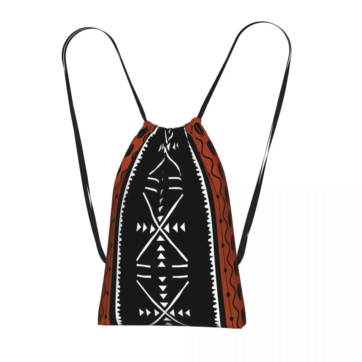 sac à dos à cordon de serrage en tissu bogolan africain, art ethnique tribal africain, sac de randonnée et de cyclisme, sac de rangement léger pour hommes et femmes