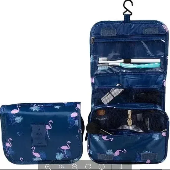 trousse toilette cosmétique rose léopard compartiments imperméable transparent grille velcro voyage maquillage organisateur rangement
