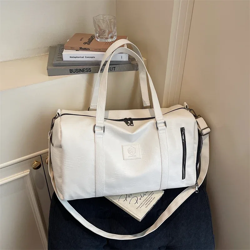 sac de voyage en cuir pu souple avec compartiment à chaussures, sac de week-end et de sport pour hommes et femmes, sac de voyage de marque pour bagage à main